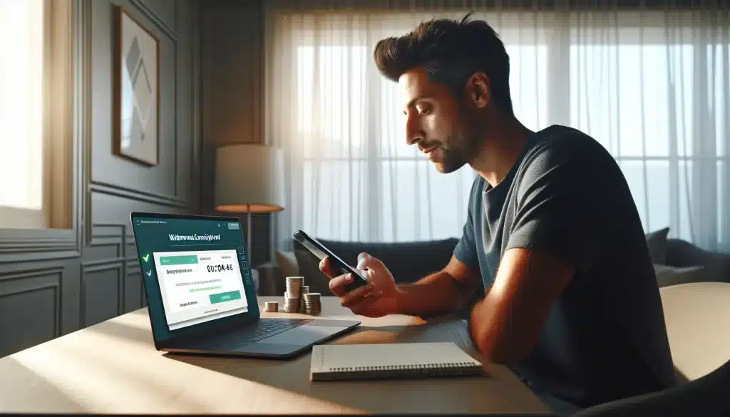 man-receiving-instant-casino-withdrawal-notification-on-smartphone-and-laptop-at-home