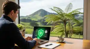 a-man-verifying-online-casino-security-credentials-on-a-laptop-in-a-new-zealand-home-office