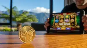 a-new-zealand-one-dollar-coin-near-a-tablet-showing-online-casino-free-spins