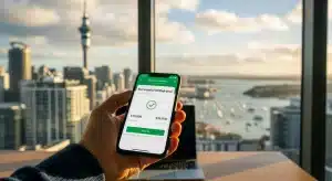 hand-holding-smartphone-showing-withdrawal-confirmation-with-auckland-skyline-in-background
